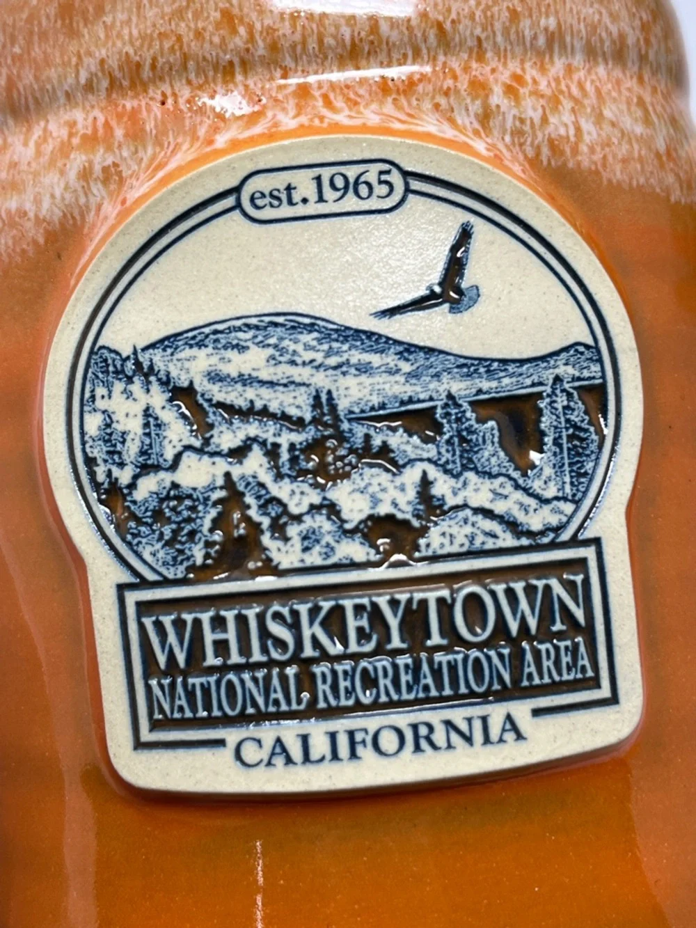 DENEEN POTTERY HANDCRAFTED IN USA ORANGE MUG WHISKEYTOWN CALIFORNIA NEW